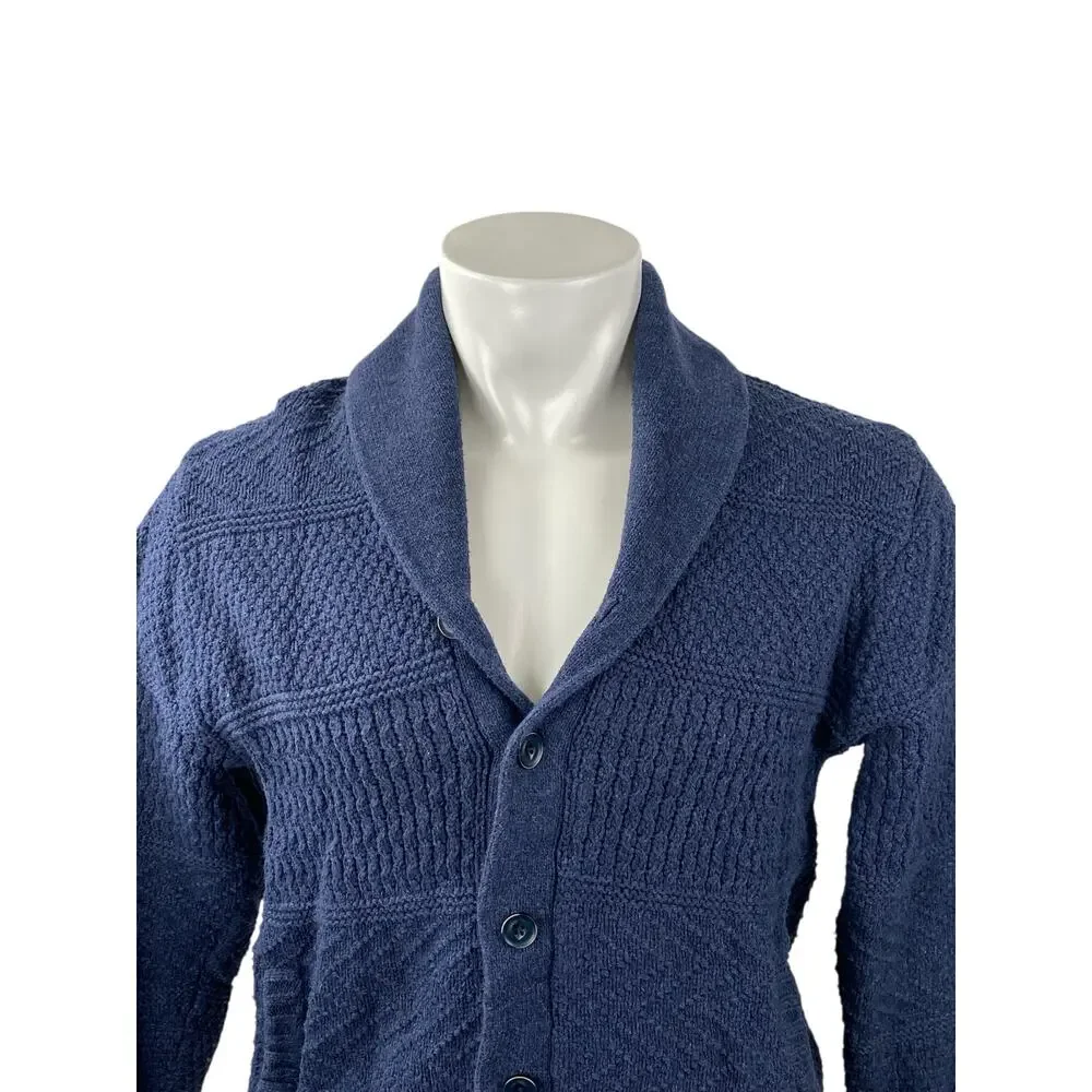 Goodfellow Men's Blue Cable Knit Long Sleeve Button Down Cardigan Sweater Top M